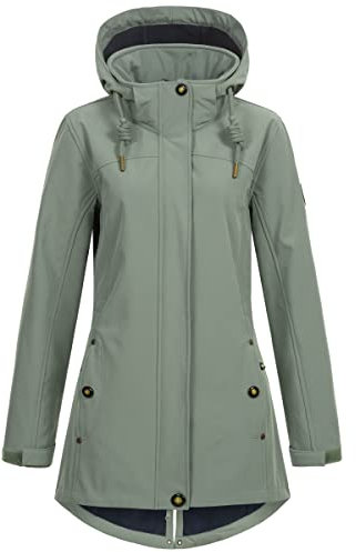 Ankerglut Damen Softshellmantel Kurzmantel mit Kapuze Gefüttert Übergangsjacke #ankerglutbrise Softshelljacke, Slate Gray, 42