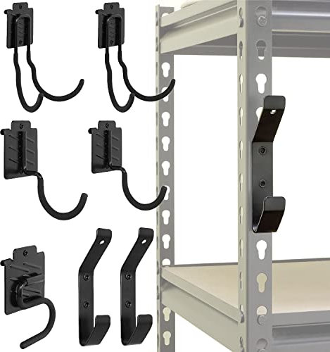 Wallmaster Boltless Shelving Hook Organizer Kit,7 Pcs Adjustable Storage Hanging Accessories for 1.5 inch Keyhole Rack,Garage Heavy Duty Tool Storage System