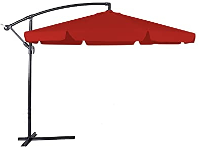 FRANKYSTAR Ombrellone Retrattile 3x3 da Giardino per Esterni con Braccio Laterale rotabile 360°, Struttura Inossidabile Anti-Strappo Resistente ai Raggi UV e con feritoie di areazione (Rosso)