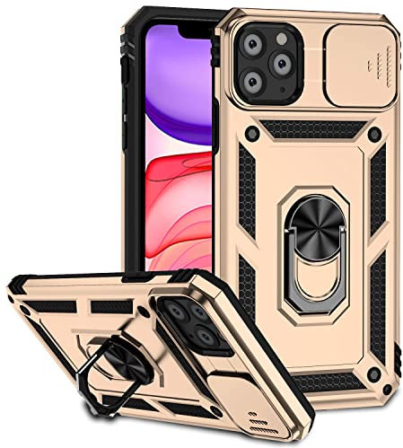 Hitaoyou iPhone 11 Pro Case: Military Grade, Shockproof, Heavy Duty with Camera Cover & Kickstand (5.8 inch, Gold)