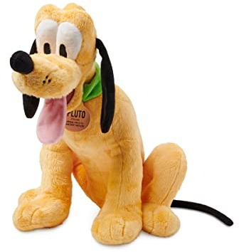 Disney - Peluche Oficial de Pluto, mediano, de Felpa Suave, de 40 cm, icónico cachorro de Peluche Con placa de perro, apto para todas las edades