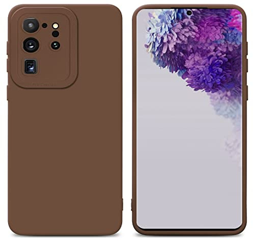 Cadorabo Hülle kompatibel mit Samsung Galaxy S20 ULTRA Schutzhülle TPU Silikon Case Liquid Design mit Kameraschutz Slim Kratzfest Weiche Gummi mit Rundumschutz Case Hülle für Galaxy S20 ULTRA in Braun