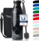 Milu Gourde en acier inoxydable 350 ml 500 ml, 750 ml, 1000 ml, 1,5 l – Bouteille isotherme, bouteille d'eau isolée, double paroi anti-fuite, convient aux acides carboniques (Granit, 500ml)