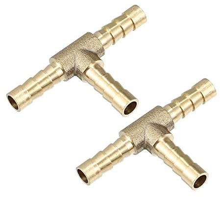 X AUTOHAUX 2 Pcs 6mm Hose Barb Copper 3 Way Tee Connector Adapter | for Fuel Air Water Gas Oil Pipe