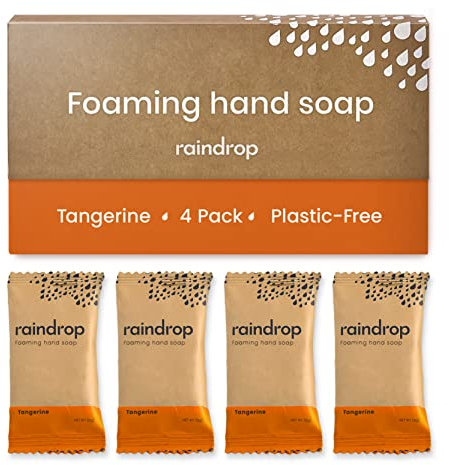 Raindrop Sustainable 4x Eco-friendly Hand Wash Refill Tablets, 1 Tablet = 1 Bottle of Soap 300 ml, Tangerine scented
