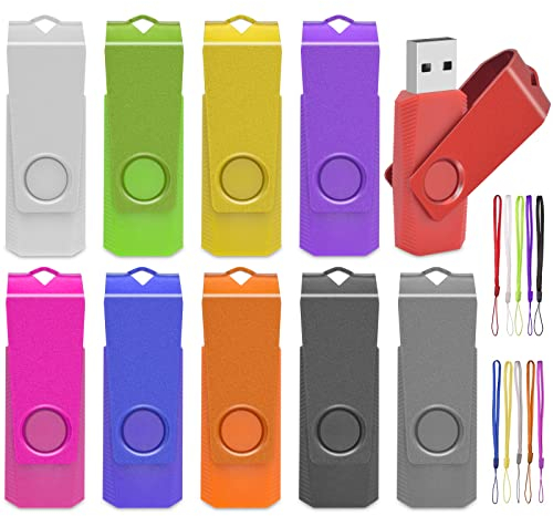 USB Sticks 4GB 10 Stück, AreTop USB 2.0 Farbiger Speicherstick, High Speed USB Stick mit Lanyard, Memory Stick Data Storage für PC/Computer/Laptop/Auto