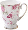 FülleMore Kaffeebecher Premium Porzellan Kaffeetasse Blumenmuster 300ml Trinkbecher mit Henkel Geschenk Keramiktasse für Tee Kaffee Milch Kakao Cappuccino Latte (Rosa-Rosen)