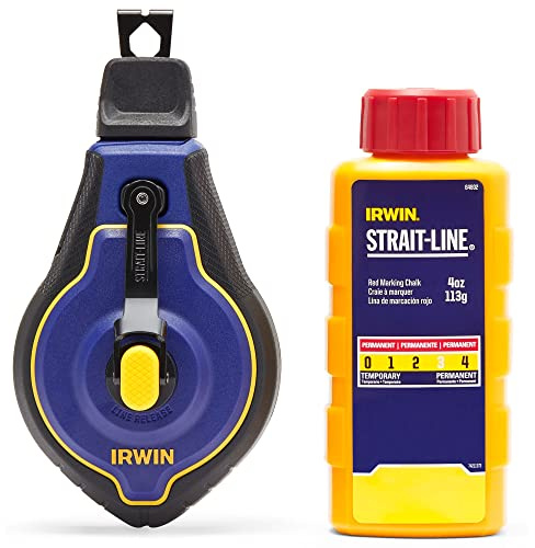 IRWIN Tools STRAIT-LINE Chalk Line, Speedline Pro Reel, Red, 100 ft. (IWHT48443RC)
