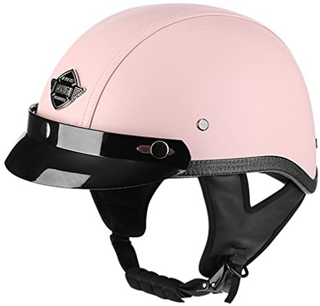 Halbhelme Motorradhelm, Pu-Leder Half Helm Mit Schutzbrille, DOT/ECE-Zulassung Retro Halbschalenhelm, Mit Visier Schnellverschluss，Motorradhelm Halbschalenhelm Mit ECE