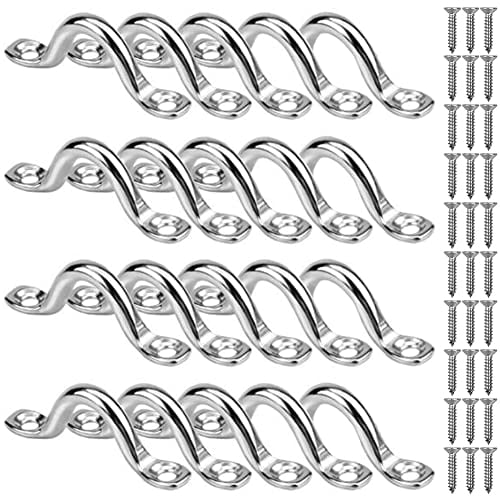 SAIJIAN 20 Pezzi M6 Cinghie a Occhiello in Acciaio Inox Kayak Deck Loops Occhiello Ancoraggio Piastra con 40 Viti per Appendere Forniture Fissare Ganci Fibbia della Barca