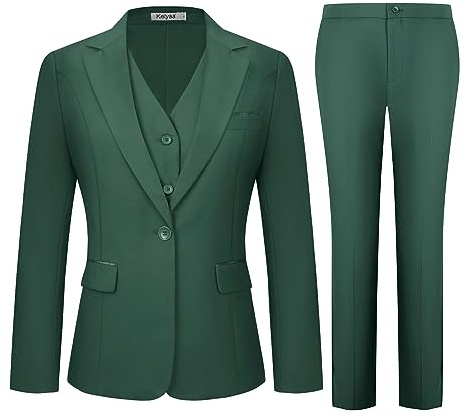 Kelyaa Traje de 3 piezas para mujer, para negocios, casual, oficina, un botón, ajustado, chaqueta, chaleco, pantalones, conjunto