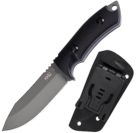 KHU Outdoor Messer Feststehende Klinge Survival Messer Jagdmesser Bushcraft Messer Camping Messer - D2 Stahl, G10-Griff - Outdoor Jagd Camping Wandern - Mit Kydex Scheide