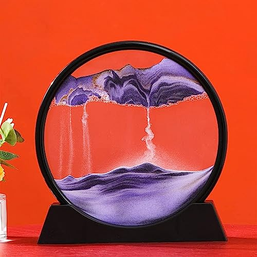 Moving Sand Art Picture Round Glass Frame Modern Minimalist Round Quicksand Painting 3D Moving Sand Art Picture Desktop Art Toys For Home Living Room Decoration Sand Picture In Motion For Home Decor A