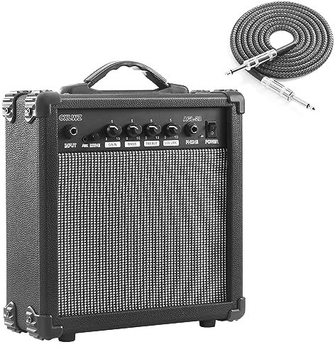 CXLWZ Amplificador de Guitarra eléctrica de 20 W, Amplificador portátil con Entrada de Auriculares, Potencia de Ganancia Que Incluye Cable Profesional de reducción de Ruido (Negro)