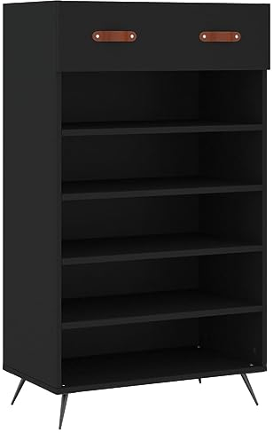vidaXL Schuhschrank, Schuhregal mit 5 Ebenen Schublade, Schuhkommode für Flur Eingangsbereich, Platzsparend Schuhständer, Schwarz Holzwerkstoff