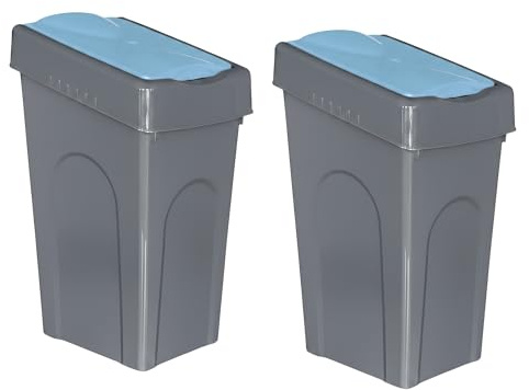 Optimal Products 50L Plastic Recycling Bin Rubbish Dustbin Kitchen Garden Recycle Waste Bin With Lid (Blue, 2)