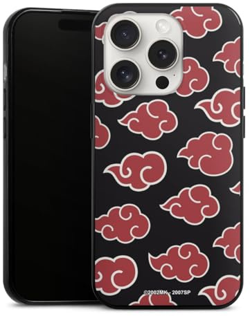 Slim Case extra dünn kompatibel mit Apple iPhone 15 Pro Silikon Handyhülle schwarz Hülle Naruto Shippuden Pattern Akatsuki