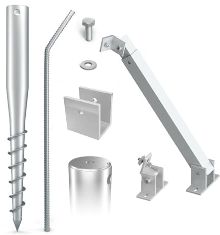 NEU! MAXERIO 60 cm 4er PV-Set Schraubfundamente inkl. PV-Winkel; Ø 60 x 2; M12 (MIT Halterungen)