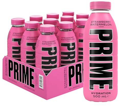PRIME Hydration Strawberry Watermelon | Electrolyte Enhanced for Ultimate Hydration | 250mg BCAAs | B Vitamins | Antioxidants | 720mg Electrolytes | 10.5% Coconut Water | 500mL Bottle |12 Pack
