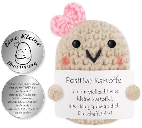 Tixlux Pocket Hug Positive Kartoffel, Kreative Strickwolle Kartoffel Puppe und Kleine Umarmung Glücksbringer Silber Ⅰ, Gute Besserung, Mutmacher Geschenk, Geschenke für Frauen, Geschenk zum Abschluss