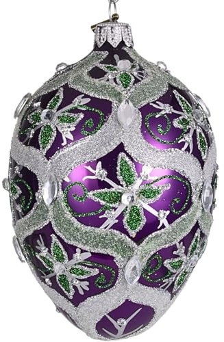 Handgeblasenes lila Osterei-Ornament aus Glas