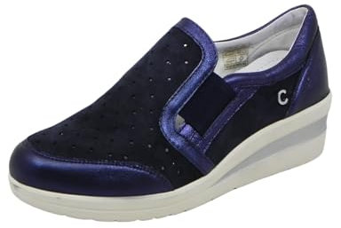 Cinzia Soft Scarpa Donna Comfort Slipon Mocassino Pelle con Zeppa IV119829 SG 003 Blu Blu