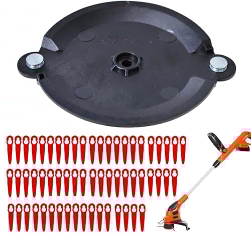 60 pcs lame tondeuse gazon en plastique,Avec disque de coupe,lame debrouissalleuses Remplaçable,lamescoupe bordure und lames scarificateur,Convient pour tondre les fleurs et l'herbe du parc