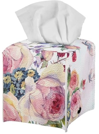 Flashideas Boîte à mouchoirs carrée en forme de fleur rose pour chambre à coucher, bureau, salle de bain