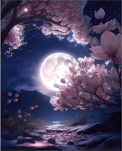 Hjjdiyes 40x50cm 5D Diamond Painting Erwachsene blumen Groß xl Diamond Painting mond xxl Diamant painting Bilder Set mit Zubehör Diamant Painting Bilder Kinder Full Drill Diamant painting blume