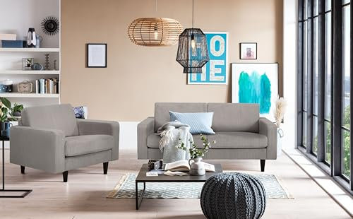 Traumnacht Sofa Laval, 2-Sitzer Couch mit Kord Bezug und Metallfüßen, produziert nach deutschem Qualitätsstandard, steingrau, 166 x 92 x 65 cm