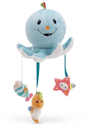 Badekuscheltier Oktopus Octily 18x14cm inkl. 3 Spielfiguren in Geschenkbox 23,5x17x13,5cm blau - Spieltier mit Greif Elementen - Babyspielzeug für die Badewanne zum Greifen & Spielen - 61345
