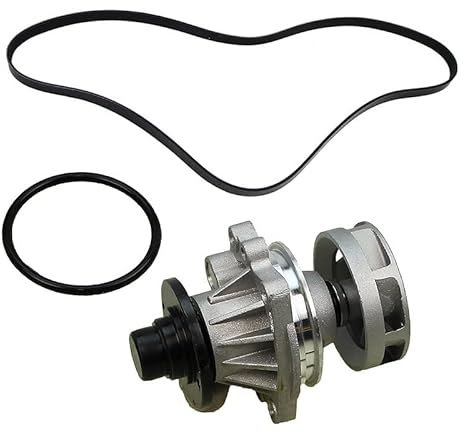 ATEC Germany Jeu de pompe à eau + courroie trapézoïdale à nervures COMPATIBLE AVEC - BMW 3 (E46),5 (E39)(E60)(E39) (E61),7 (E38),7 (E65, E66, E67),X3 (E83),X5 (E53),Z3 Coupe (E36),Z3 Roadster (E36)