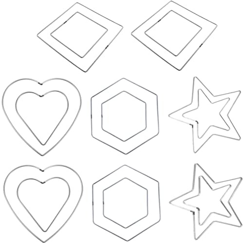 Alipis 8Pcs Metal Dream Catcher Rings Set Including Heart Star Hexagon Shapes for Diy Crafting and Home Decor Metal Hoops for Crafting Projects