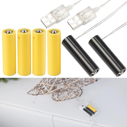 revolt AA-Dauerstrom-Versorgung: 4er-Set Universal-USB-Batterie-Adapter, ersetzt 12 AA-Batterien (Batterie-Stromadapter, Batteriegerät-Netzteile, Akku Ladegerät)