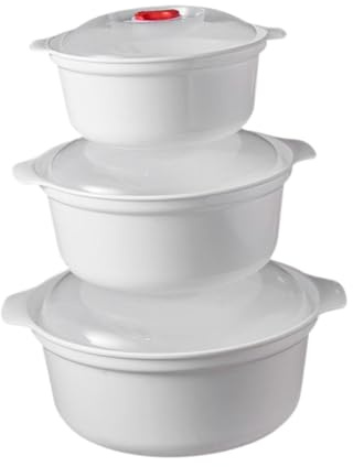 Sharplace 3 Pieces Microwave Bowls with Lids Microwave Cookware Multi Purpose Cereal Bowls Storage Containers Serving Bowls for Parties