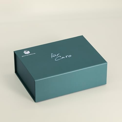Geschenk-Box mit Deckel | 2er Pack | 20 x15 x 7 cm | edler, grüner Geschenk-Karton mit Magnet-Verschluss | Perfekt für Geburtstag, Hochzeit, Weihnachten, Geburt | individualisierbar