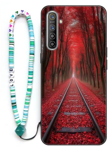 Sinyunron Funda Compatible con Realme X2 Carcasa 2 en 1 Protección Completa con Dibujos Estética Estampado,Anti-Choques y Anti-arañazos Caso+1×Pulsera de Colores,Ferrocarril