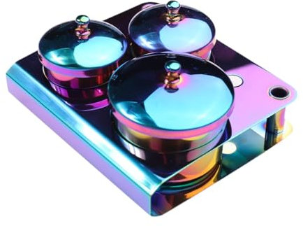 predolo 3 Pieces Nail Art Dish Nail Powder Holder Portable Acrylic Liquid Powder Cup for Nail Design Tool Nail Art Artist, Color Plating