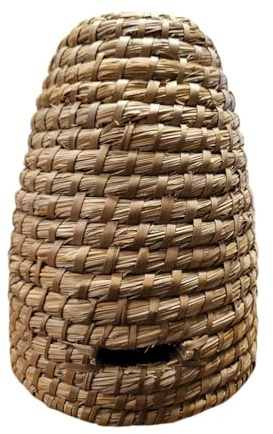 Josef Muhr Traditioneller handgeflochtener Bienenkorb aus Stroh & Reet – Imkerkorb, Deko & Natürlicher Bienenunterstand, Ø 19 cm, Höhe 24 cm, Robuste 2 cm Wandstärke