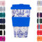 Ecoffee Cup 14oz 400ml Reusable Eco-Friendly 100% Plant Based Coffee Cup with Silicone Lid & Sleeve - Melamine Free & Biodegradable Dishwasher/Microwave Safe Travel Mug (Delfts Blu)