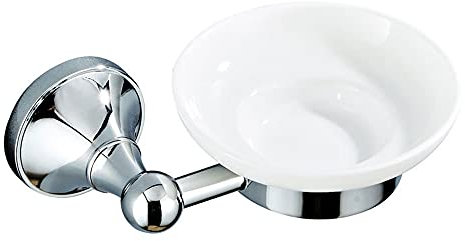 Soap Dish for Shower, Wall Mounted Soap Dishes Frosted Ceramics Soap Saver Storage Tray Holder Polished Chrome Bathroom Accessories