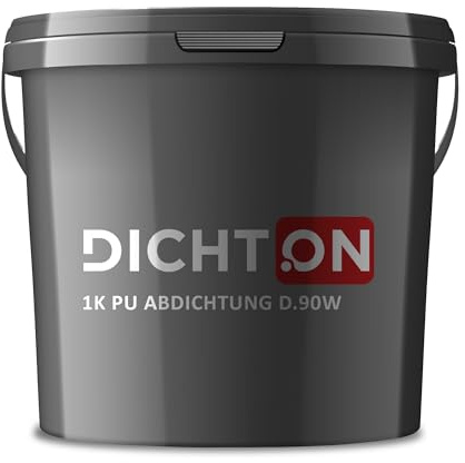 DICHTON 1K PU Abdichtung blau innen & aussen 2x5kg - Flüssigkunststoff lösemittelfrei - unter Fliesen, Poolbecken, Flachdach, Balkon - hochelastisch, rasche Trocknung, atmungsaktiv, UV-fest D.90W
