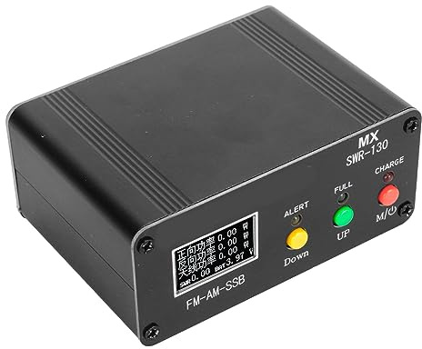 EIMSOAH SWR Meter High Accuracy Color Screen Display for Ham Radio Enthusiasts 0.5W-120W Power Range Standing Wave Ratio Meter for Car Radio Users Aluminum Alloy