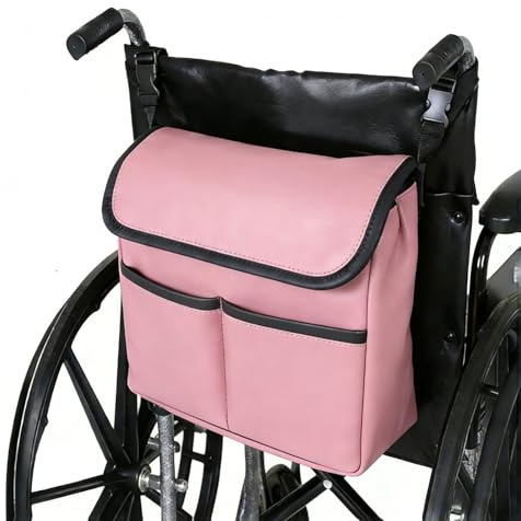 TYNJKJDM Rollstuhltasche für Armlehne, Rollstuhlaufbewahrungstasche,Rollstuhl Seitentasche,Aufbewahrungstasche für Rollstuhl, Rollstuhltasche Hinten für Walker, Mobility Scooter, Rollatoren(Pink)