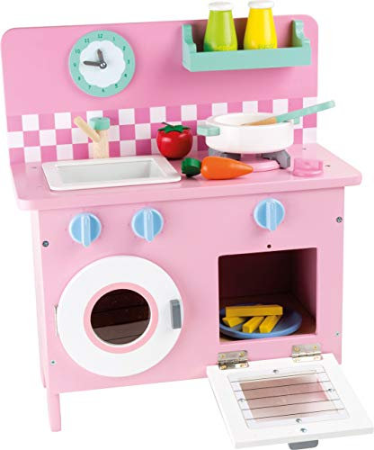 small foot 1580 Küche „Rosali“ aus Holz, in pastelligen Farben, mit Zubehör für realistisches Spielgefühl, ab 3 Jahren Toy