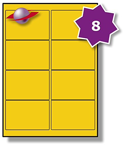 Label Planet® 8 Per Page/Sheet, 5 Sheets (40 Sticky Yellow Labels), Blank Matt Quality A4 Coloured Paper Stickers, for Laser/Copier or Inkjet Printer, UK LP8/99C, 99.1 x 67.7 MM, Colour Coding