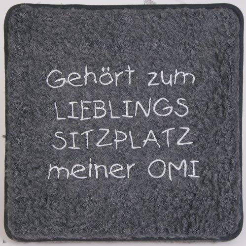Fan-O-Menal Schurwoll-Sitzkissen mit Einstickung - Lieblings-Sitzplatz meiner Oma - 30010