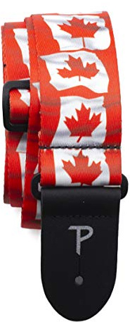 Perri's Leathers Ltd.- Guitar Strap- Polyester-Canada Flag- Adjustable - For Acoustic/Bass/Electric Guitars - Made in Canada (LPCP-2014)