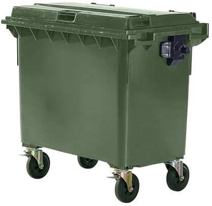 SSI Schäfer | Müllcontainer aus Kunststoff | DIN EN 840 | Volumen 660 l | BxHxT 1360 x 1235 x 765 mm | grün.