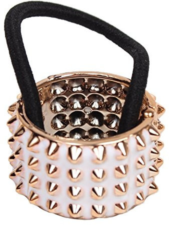 Just Fox – Anillo de pelo con pinchos en blanco y negro